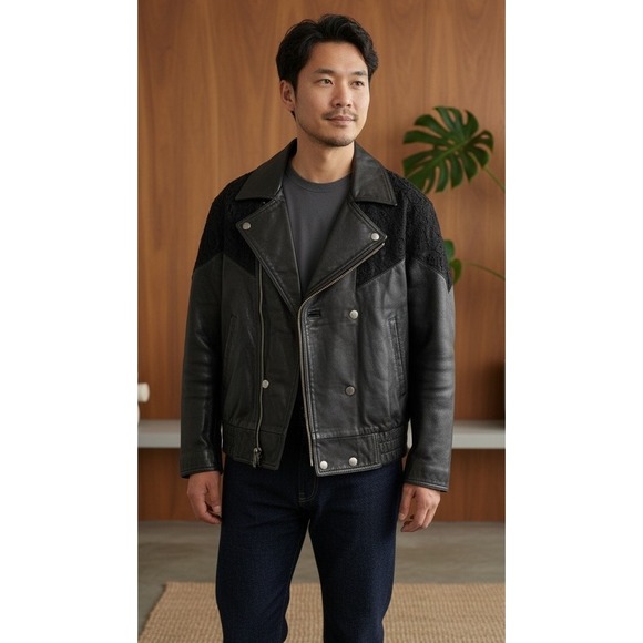 Wilson's Leather Jackets & Blazers - Vintage Wilson's Leather Bomber Jacket Black Thinsulate Size M Biker Motorcycle